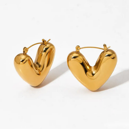 Anti-Tarnish Solid Heart Earrings