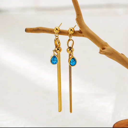 Blue Teardrop Dangle Earrings